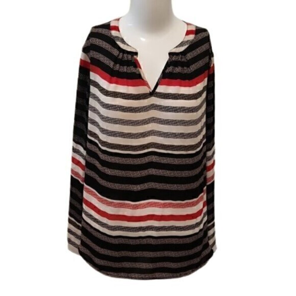 [Liz Claiborne] Striped Career Long Sleeve Top - Size PL